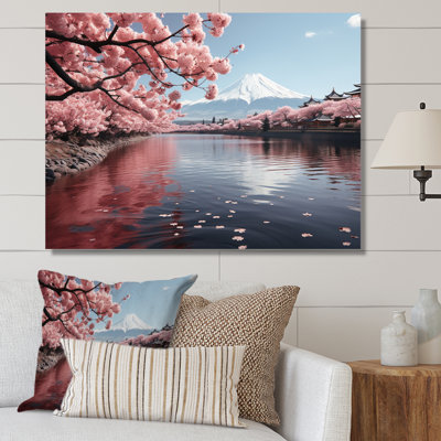 Japon Art Pink Mount Fuji V - Japan Art Canvas Prints