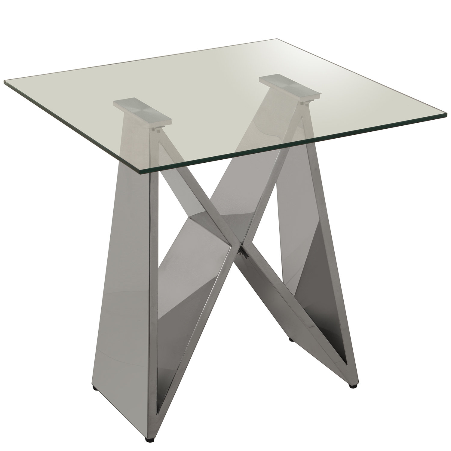 Ebern Designs Table Ready Glass Top Cross Legs End Table Wayfair.co.uk