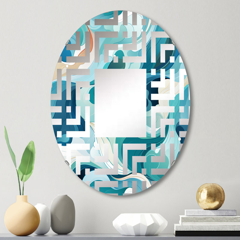 Miroir décoratif ovale bleu Deep Sea Dive, L 20 po x H 30 po