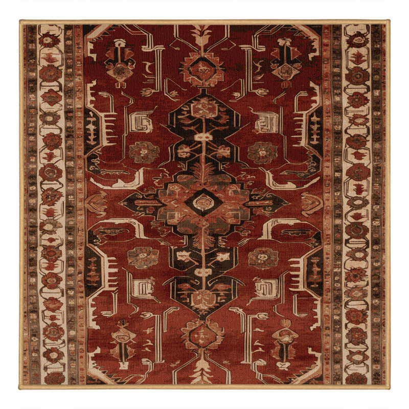 Tapis brun turc lavable à la machine, Carré 4 pi