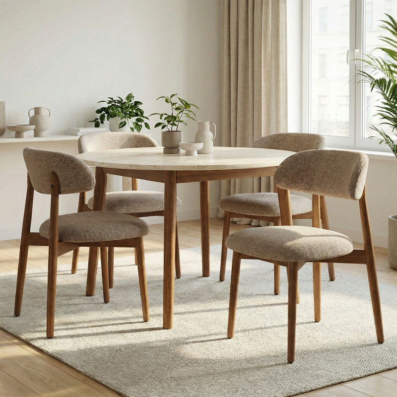 Chaise d'appoint rembourrée en bois massif, Brown