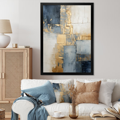 Bleu et or minimaliste scandinave - art mural scandinave encadré