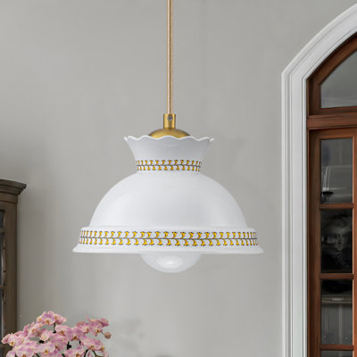Luminaire suspendu couronne en céramique 1 lumière 8,5 po