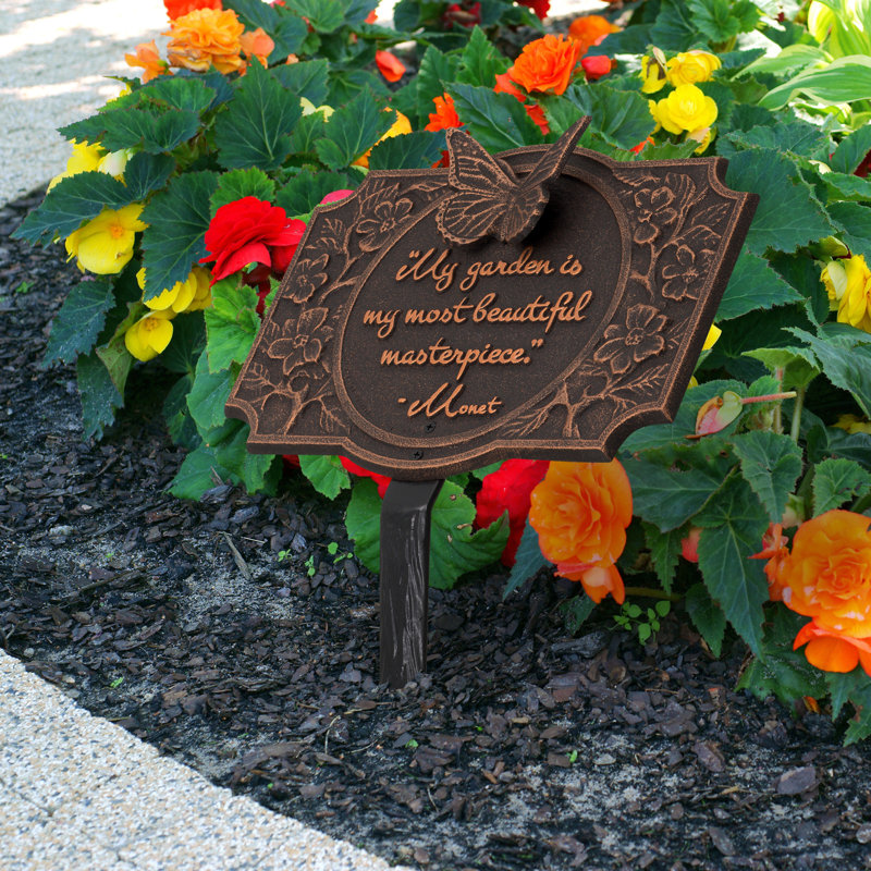 Monet Garden Butterfly Lawn Plaque, Oil-Rubbed Bronze, 35