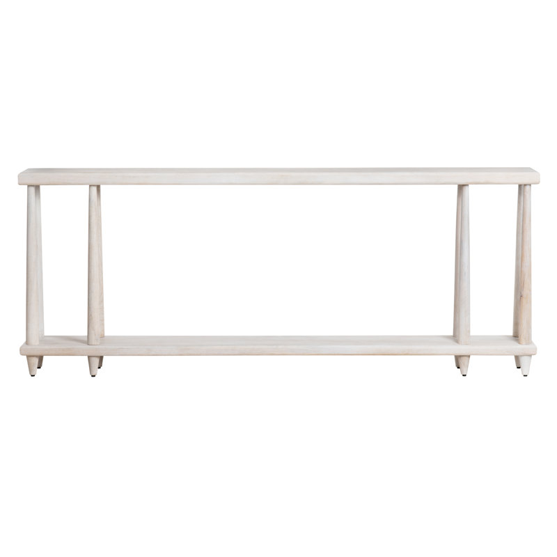76 In. Cream Solid Wood One Shelf Accent Console Sofa Table