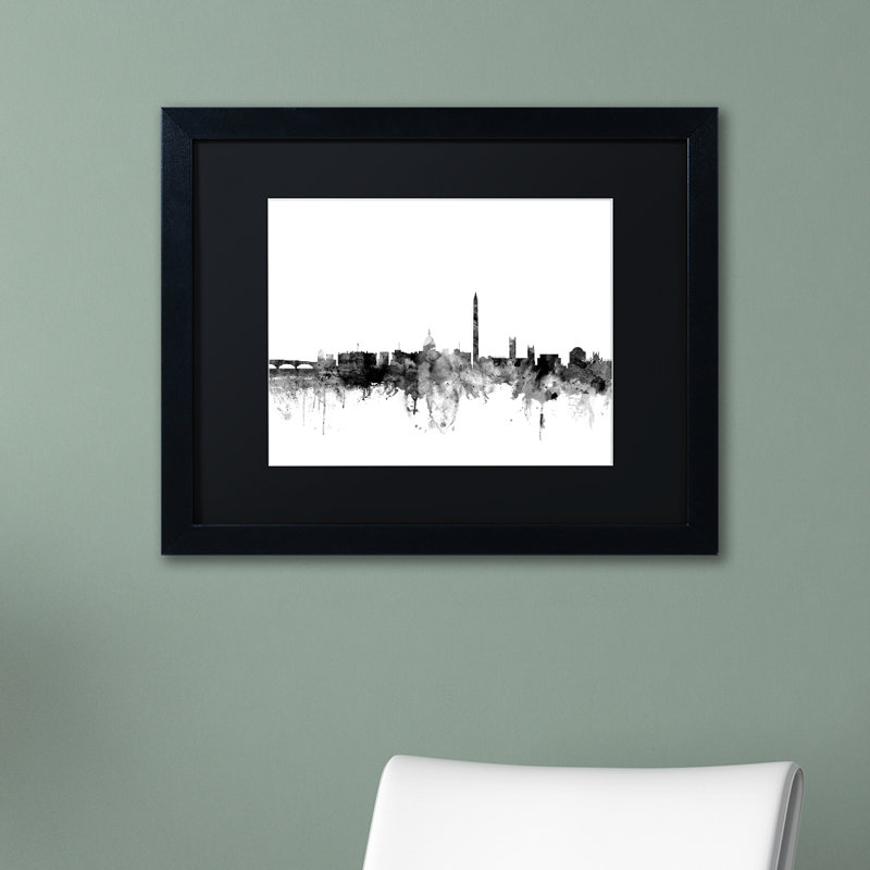 Horizon de washington dc, impression encadrée, H 16 po x l 20 po x P 0,5 po, Noir, Cadre argenté
