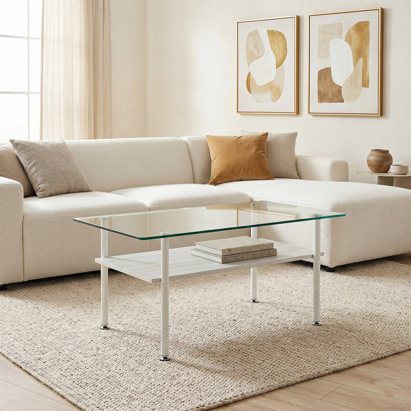 Table basse moderne en verre, Clear / White