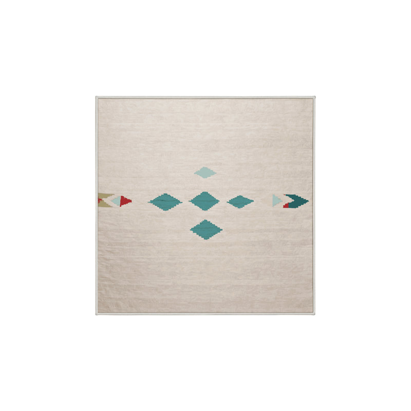 Machine Washable Beige Area Rug, Square 4'