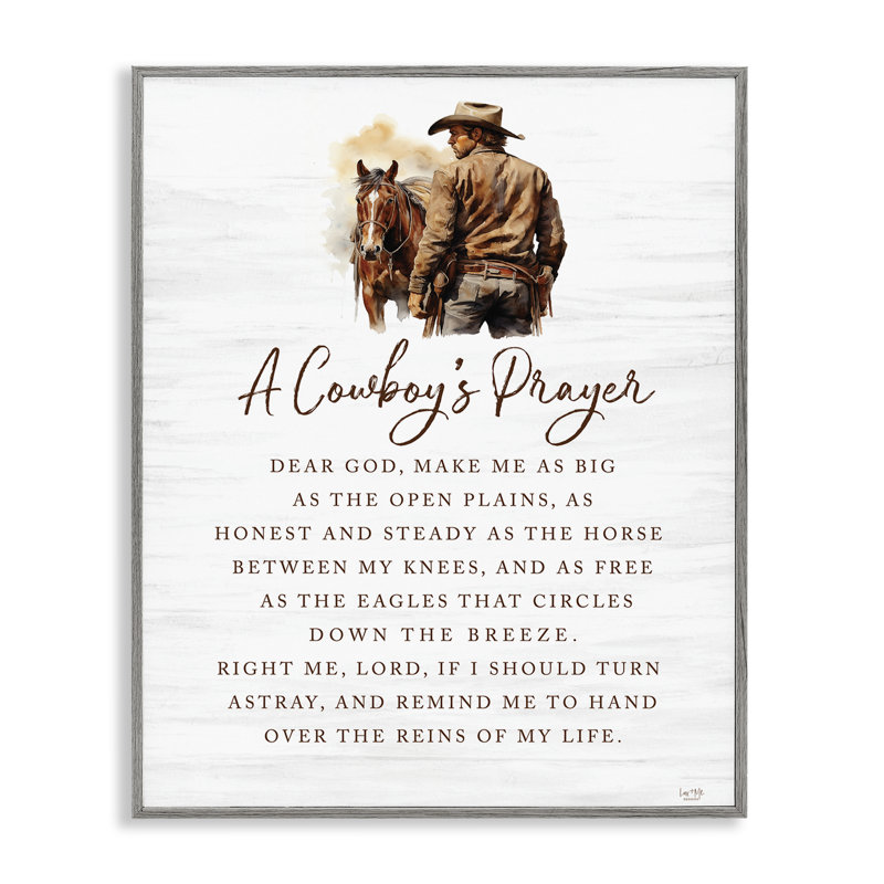  «Heartfelt Cowboy's Prayer», art de la giclée encadrée par Lux + Me Designs, H 20 po x l 16 po, Estampe numérique Farmhouse