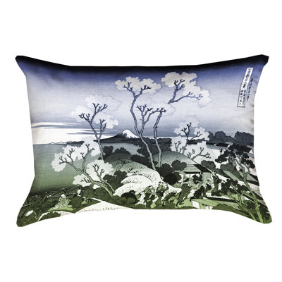 Katsushika Hokusai Floral Reversible Throw Pillow