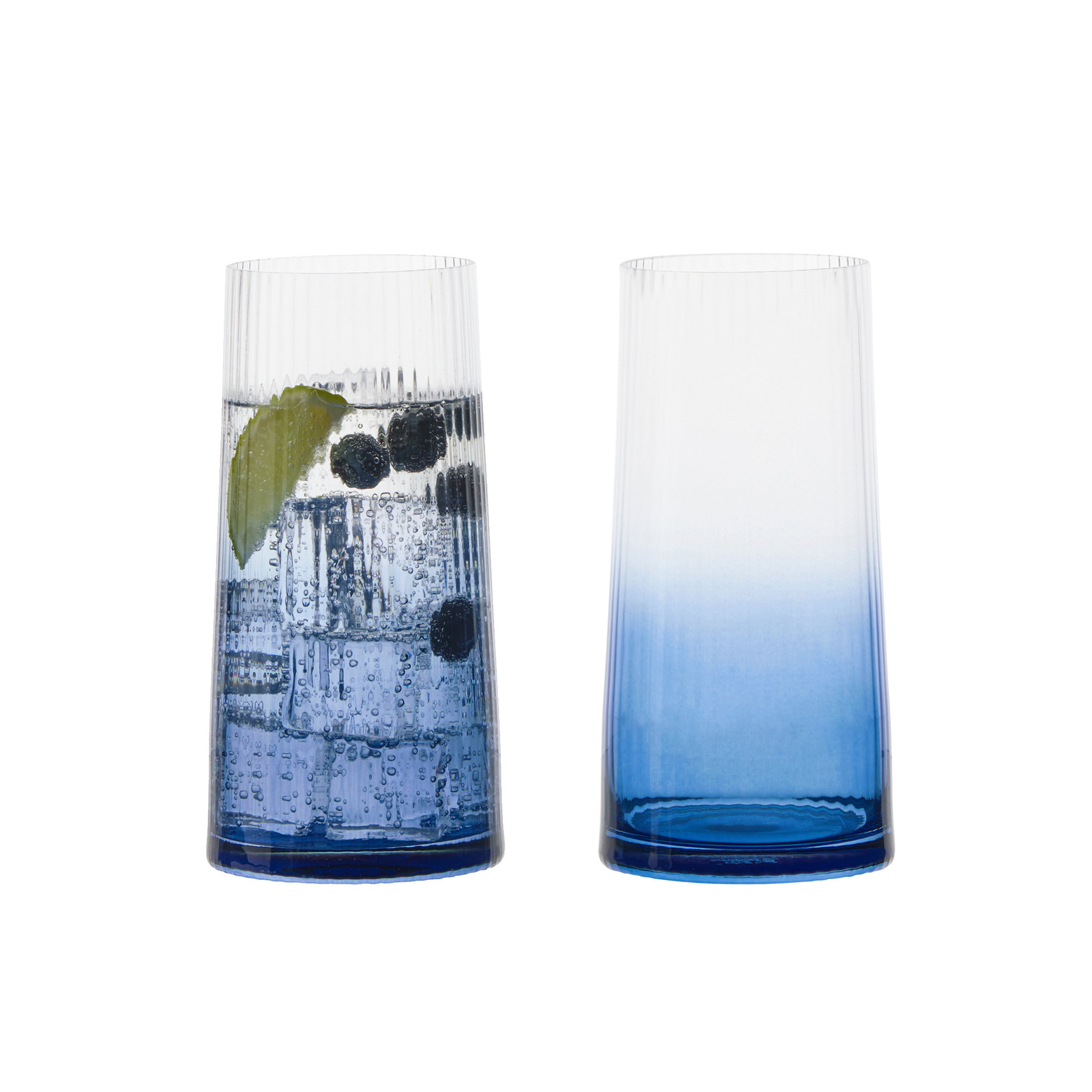 Zoya 18.5oz. Glass Highball Glass Glassware Set, Blue
