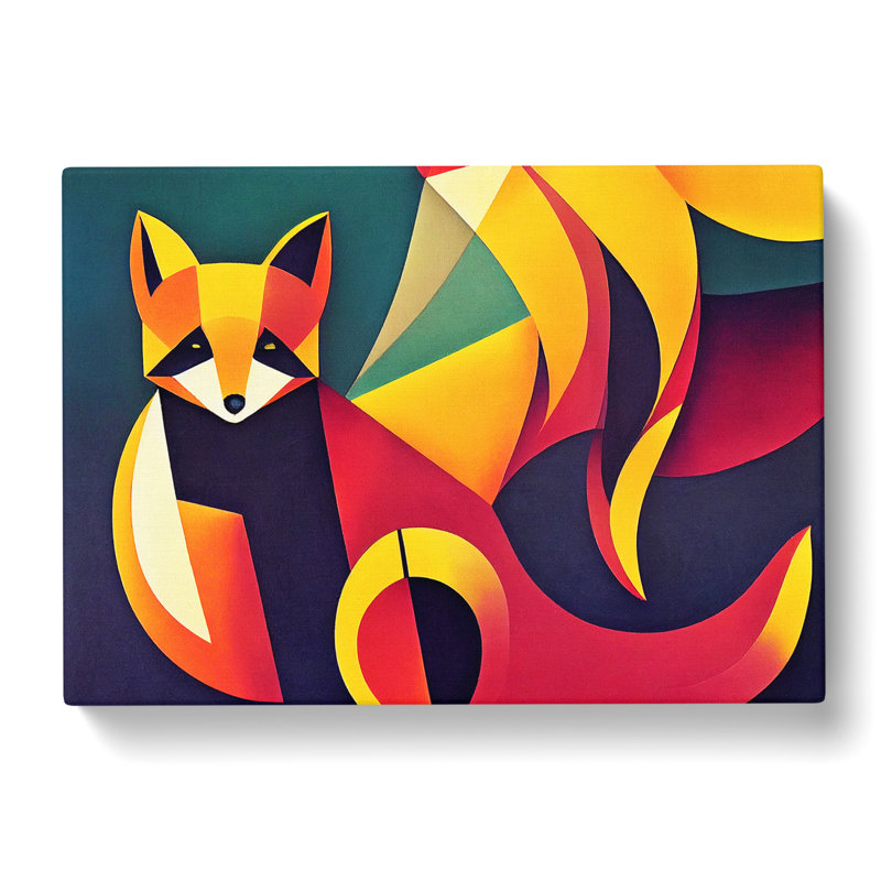 Fox Art Deco Abstract - Wrapped Canvas, 40cm H x 60cm W x 3cm D