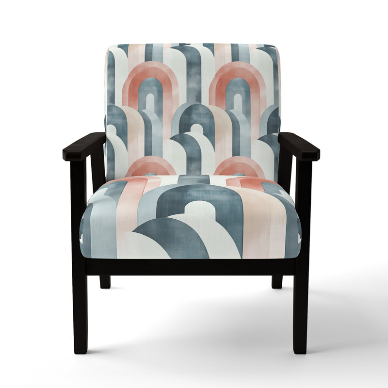 Chaise rembourrée Modern - Fauteuil gris Mid-Century Arc Line, Black Square Arms