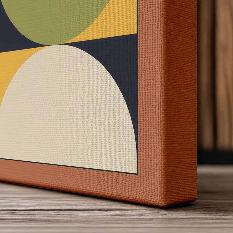 Chromatic Geometry Mid-Century - Wrapped Canvas, 36x24 - 91.4 x 61.0 cm, Terracotta Border