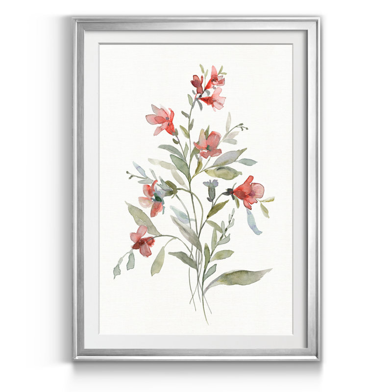 Lin botanique corail III - reproduction de photo encadrée sur papier, H 18,5 po x l 24,5 po x P 1,5 po, Argent