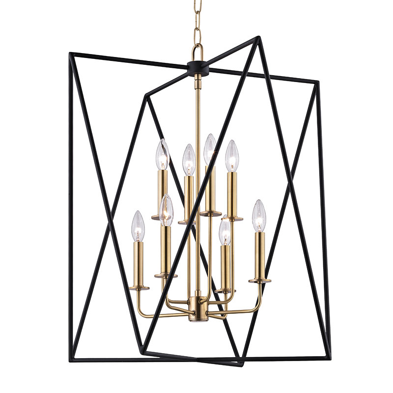 Laszlo 8 - Light Chandelier, Aged Brass, 22.5" H x 18.25" W x 18.25" D