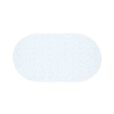 Grand tapis de douche en vinyle transparent transparent antidérapant pour baignoire avec ventouses