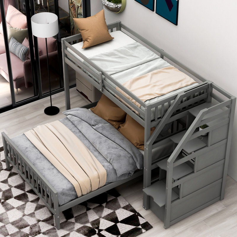 Douglaston Kids Twin Over Full Bunk Bed, Gray