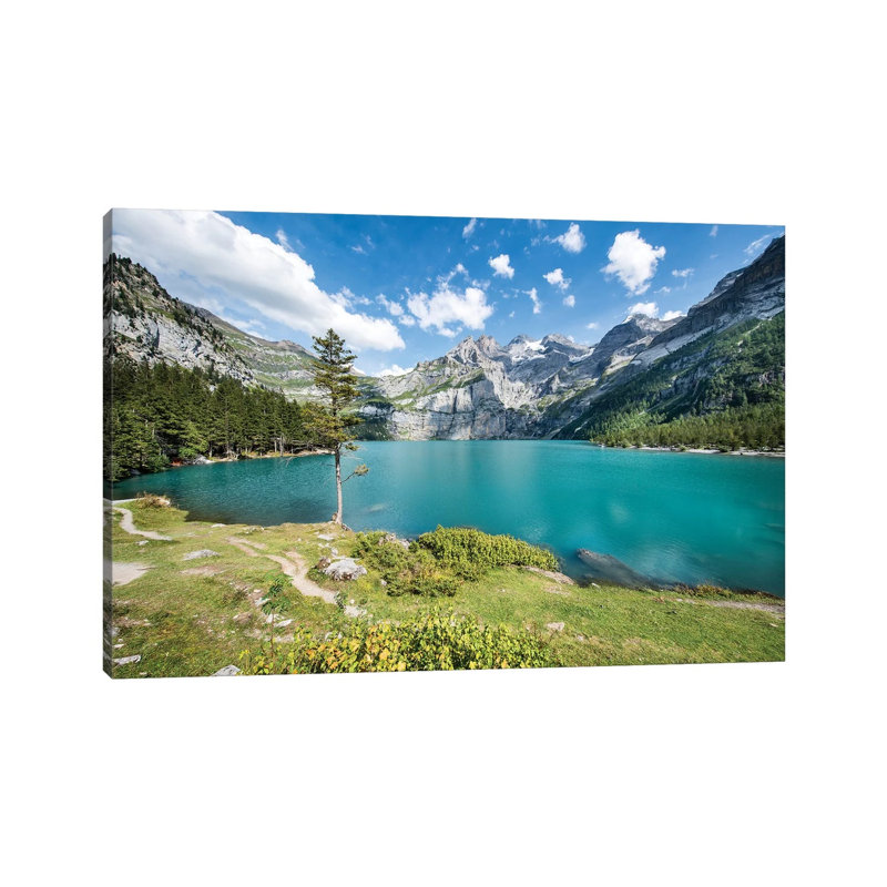 Oeschinen Lake In Switzerland by Jan Becke - Wrapped Canvas Print, 20.32cm H x 30.48cm W x 1.905cm D