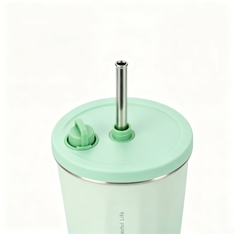Gobelet TYESO FLAIR 2.0 avec paille rétractable, 16 oz, H 7,56 po x l 3,62 po x P 3,62 po, Vert