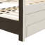 Lit plateforme double tapissier avec lit gigogne simple et 3 tiroirs, tissu en lin-118019174