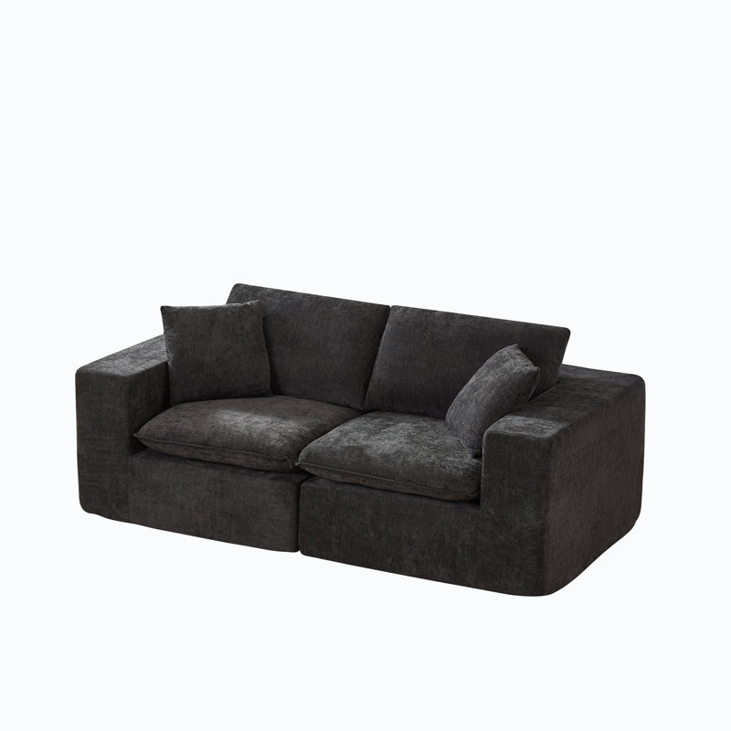 Canapé modulaire désossé en chenille 78 po Boneless, Noir