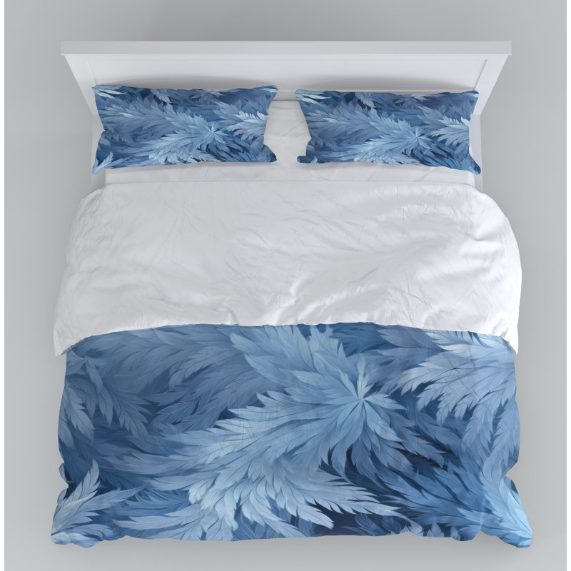 Floral Duvet Cover, King Duvet Cover + 2 King Shams, Blue