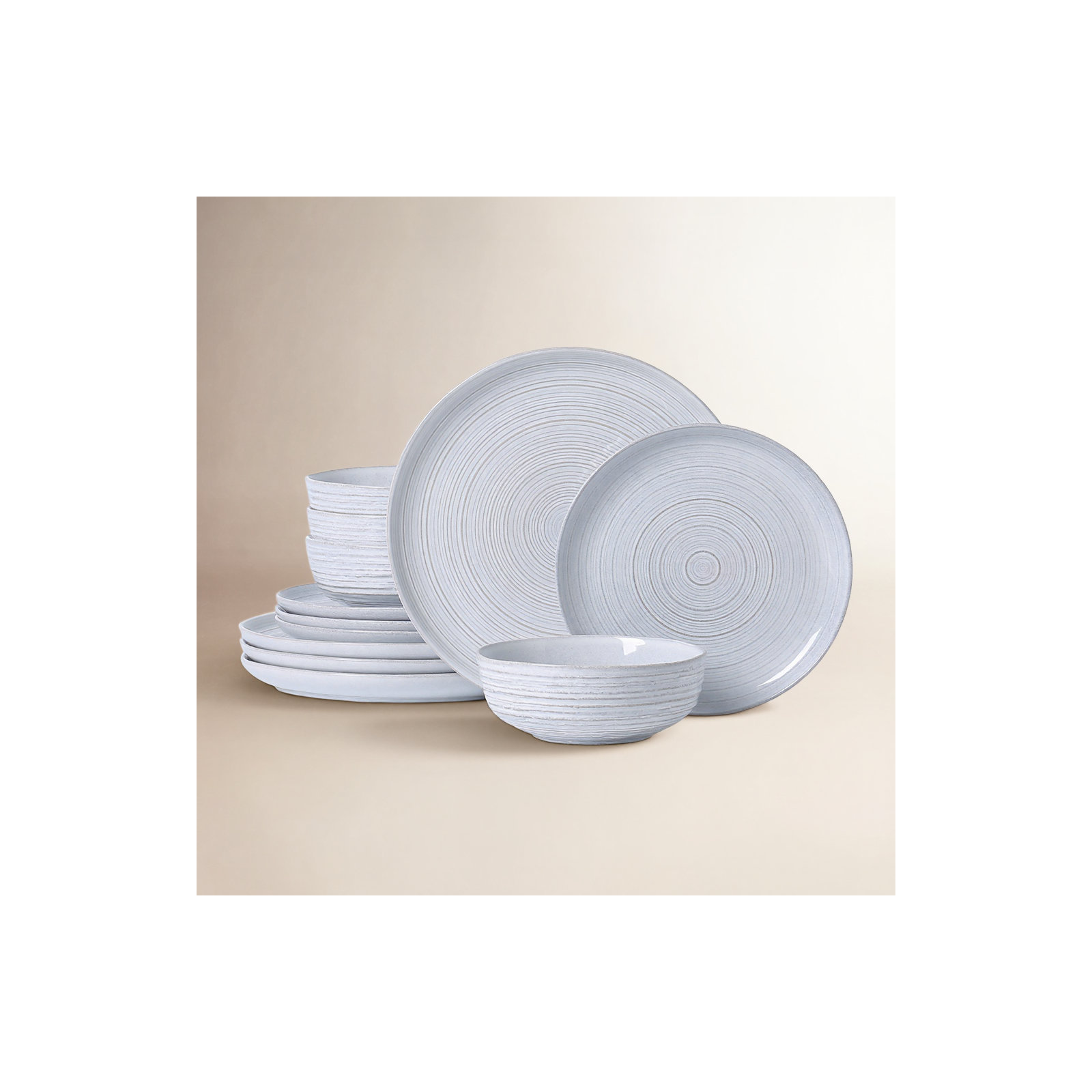  12 Piece Stoneware Dinnerware Sets, Service for 4, Gray