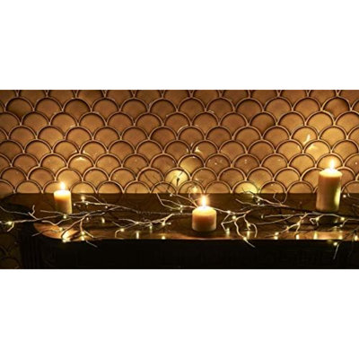 Lighted Garland Snow Flocked With Timer 6FT 48 LED Battery Operated Pre-Lit Twig Vine Firepalce Mantle Table Winter Christmas Decoration Indoor Outdoor