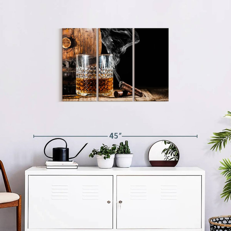 Bourbon tonneau et cigare 3 pièces, H 20 po x l 33 po x P 1,25 po