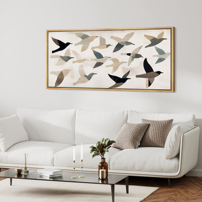 Abstract Flying Birds - Oversized Framed Wall Decorations Canvas Print