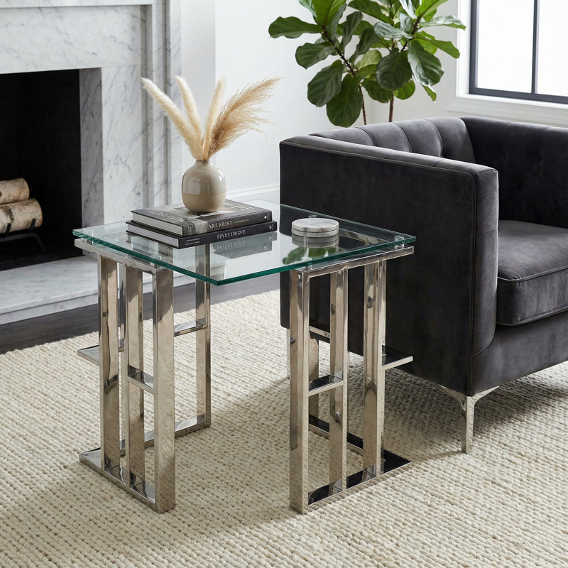 Roddy Glass Top End Table