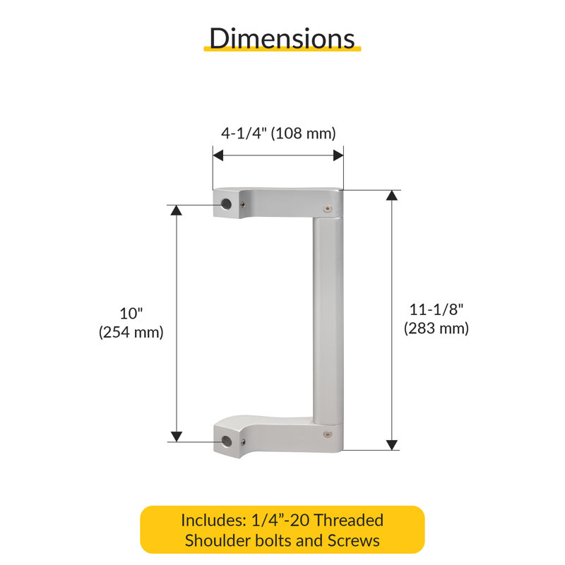 Poignée à tirer en aluminium extrudé Brixwell EPL915A, longueur 11-1 / 8 po, fixation de 10 po d'un centre à l'autre, finition anodisée satinée