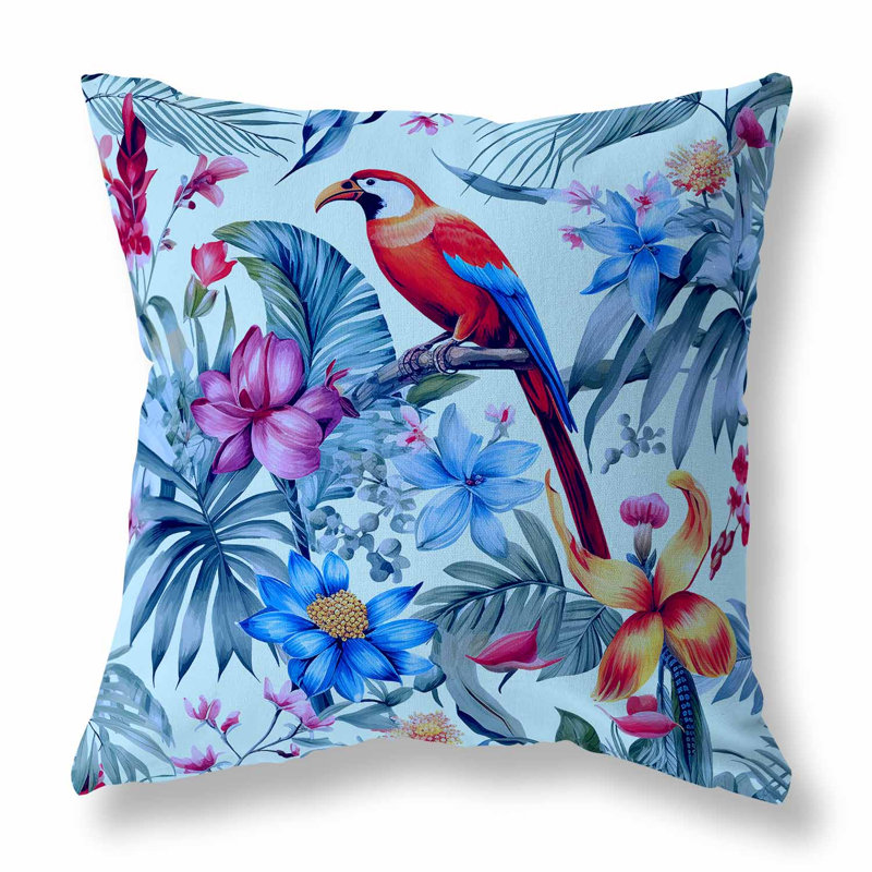 Coussin Leafly Lyricist Broadcloth, H 20 po x l 20 po, Bleu/rouge