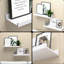 Tablettes flottantes modernes blanches de 2 pièces en bois d'ingénierie, capacité de 20 lb. Embellissez votre espace de vie. Installation simple fournie. Tablette murale Exhibit Collectibles 2.