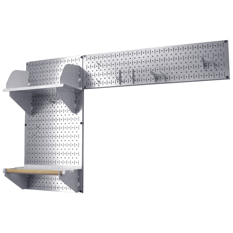Ensemble de rangement de panneau perforé pour outils de jardin Rylan, Métallique / Blanc