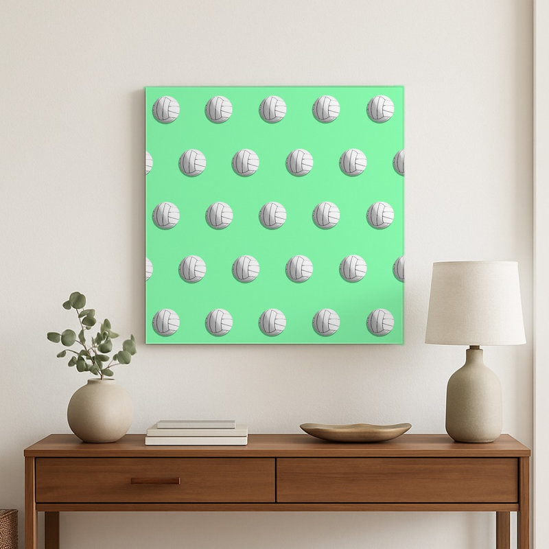 Motif de volleyball — Décoration murale carrée en métal, H 16 po x l 16 po