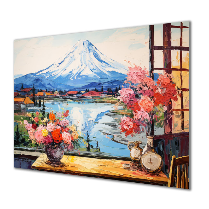 Montagne, montagne, Japon, fenêtres, Mont, Fuji 1 - Japon, art mural en métal MT134814, H 24 po x l 32 po x P 1 po