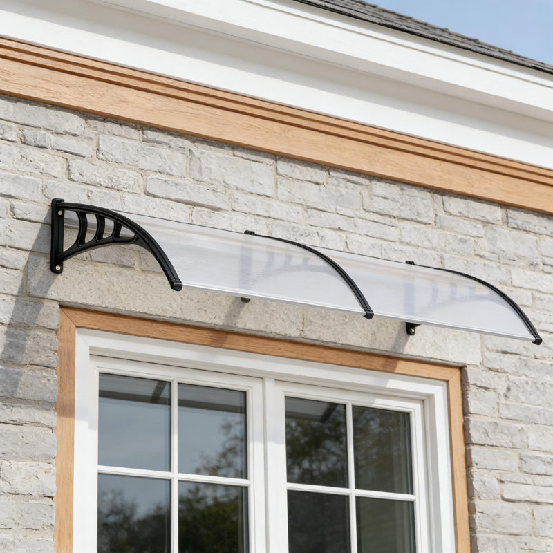 40" x 80" Window Awning Canopy Exterior with Plastic Steel Bracket for Outdoor, Clear