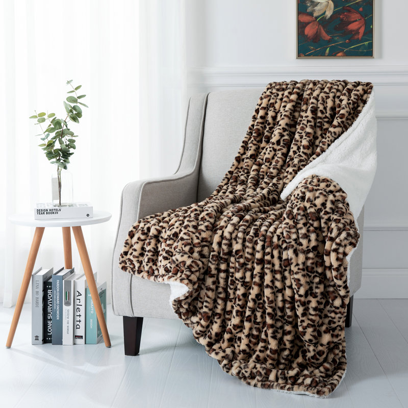 Knitted Throw Blanket, Leopard, 127cm W x 152.4cm L