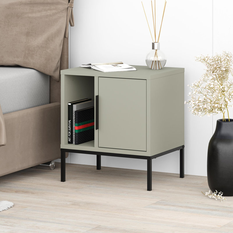 Lincolnville 45cm W Solid + Manufactured Wood Bedside Table, Ash Green