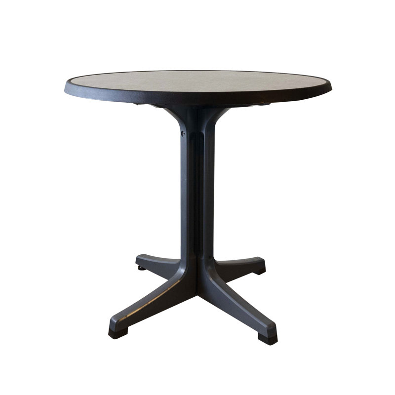 Table bistro en plastique Omega, Noir, 34 po, Métal brossé
