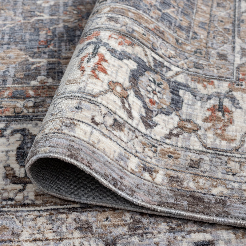 6 Oriental Area Rug in Gray, Rectangle 7'6" x 9'6"