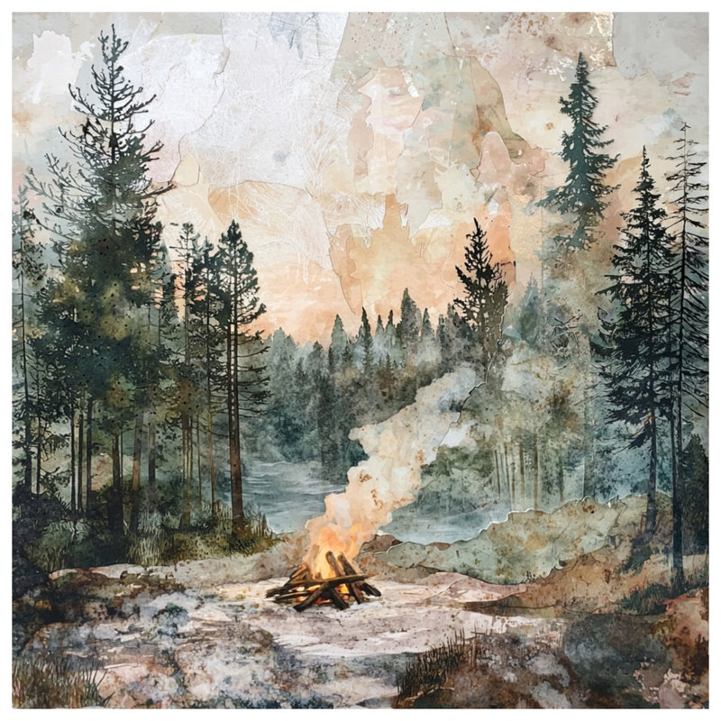 Forest Campfire Scene Double Sided Throw Pillows, 26 x 26 inches