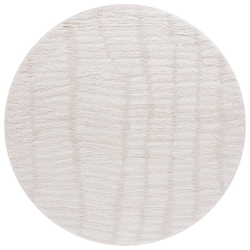 Striped Shag Area Rug, Round 201 X 201