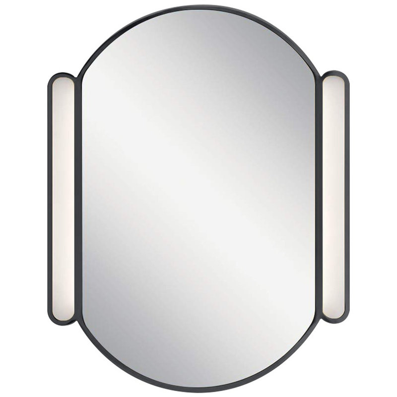 Miroir à DEL en forme de pilule avec désembueur, température réglable, gradateur et mémoire intelligente, Noir