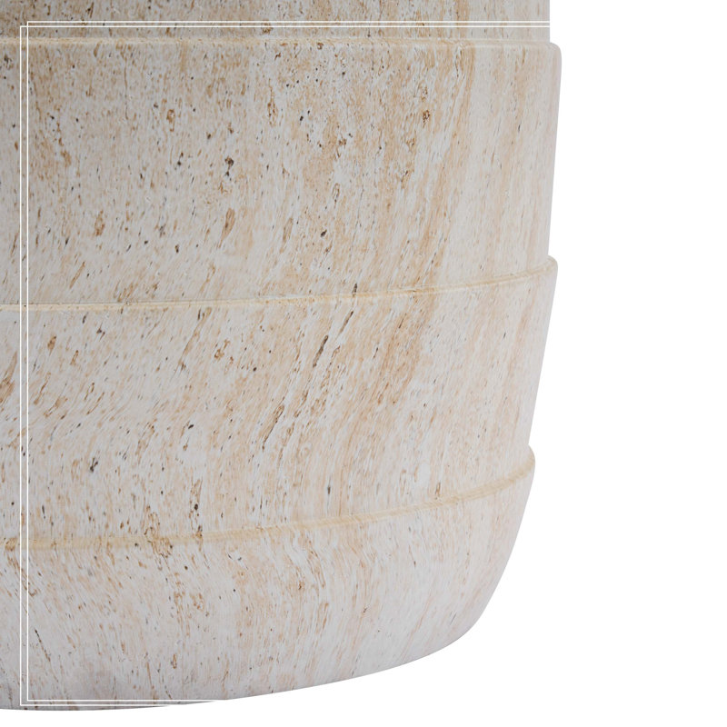 Table d'appoint d'extérieur moderne à l'apparence de travertin MGO moderne, table d'appoint toutes saisons avec texture nervurée pour patio, balcon et salon