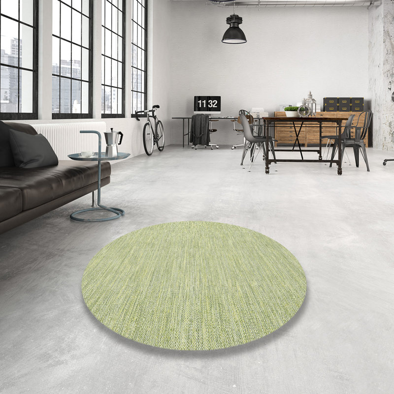 Tapis de zone vert contemporaine, Rond 6 pi