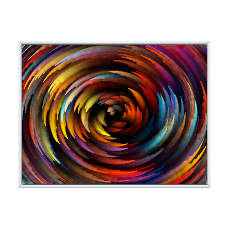 Yellow Fluid Art Vortex - Floater Frame Print on Canvas, 24" H x 36" W x 1" D, White Floater Framed