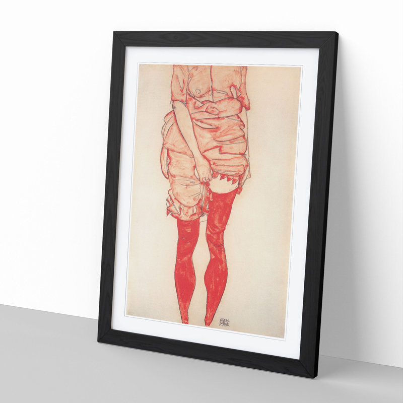 Standing Woman in Red by Egon Schiele, Black, 36cm H x 27cm W x 2cm D